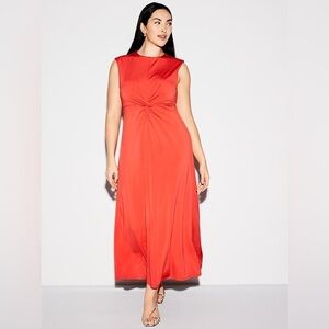 NWT The Occasion By Old Navy Orange Twist Front Long Maxi Dress Large Stretchy